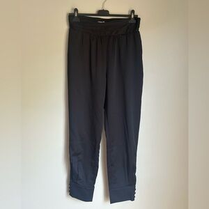 Abercrombie & Fitch Women Black Satin Ultra High Rise Button Cuff Joggers Pant M